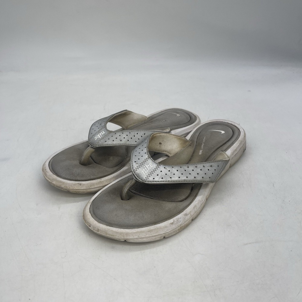 Nike Comfort Slides Womens 7 Gray Slip On Sandals Comfortbed Flip Flops
